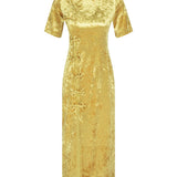 Dynasty Yellow Velvet Maxi Dress