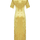 Dynasty Yellow Velvet Maxi Dress