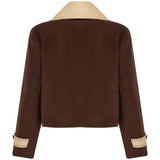 Saddle Double-Breasted Collar Short Jacket