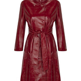 Crimson Kroko Dokulu Leather Coat