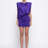 Purple Ruched Jersey Mini Dress