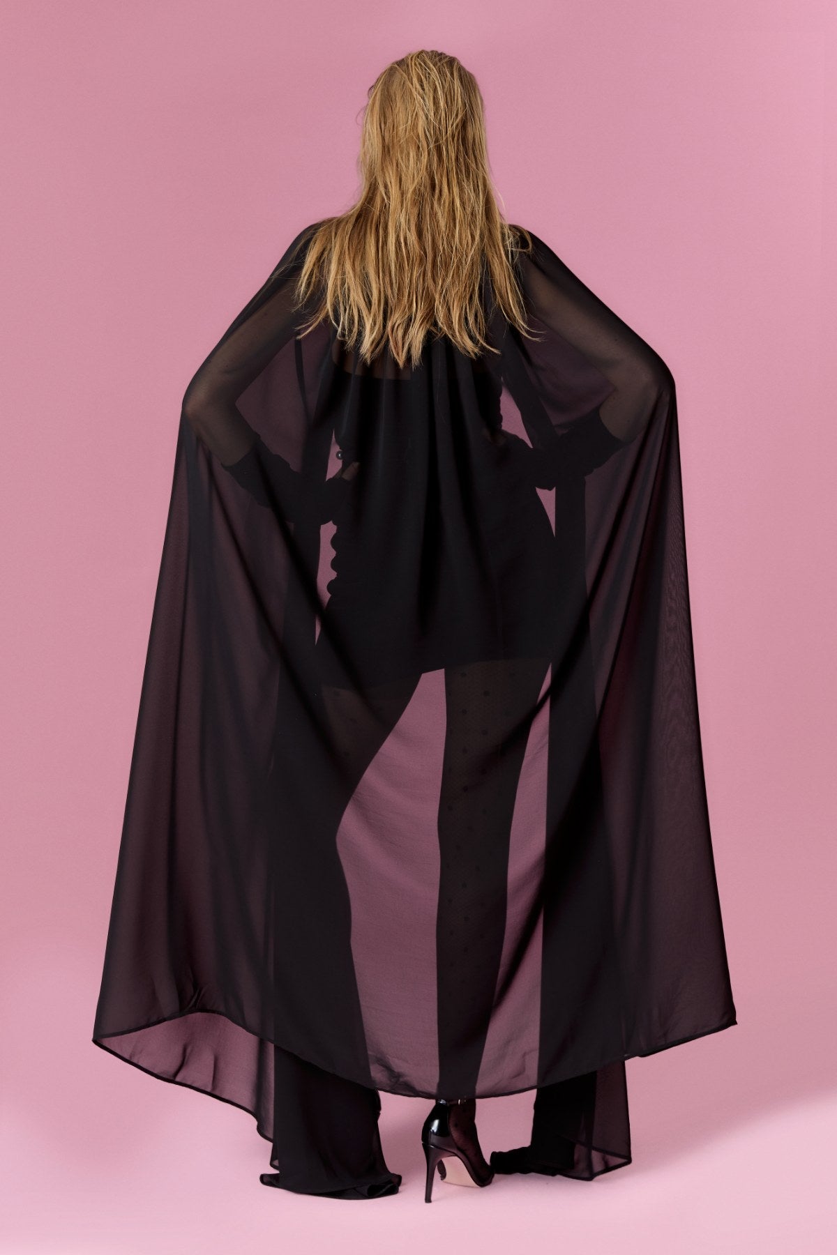 Valentina Cape Mini Dress Elbise - Siyah - Nur Karaata