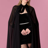 Valentina Cape Mini Dress Elbise - Siyah - Nur Karaata
