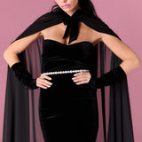 Valentina Cape Gown Elbise - Siyah - Nur Karaata