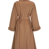 Camel Shawl-Collar Belted Wool Coat