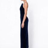 Navy Velvet Bodycon Midi Dress