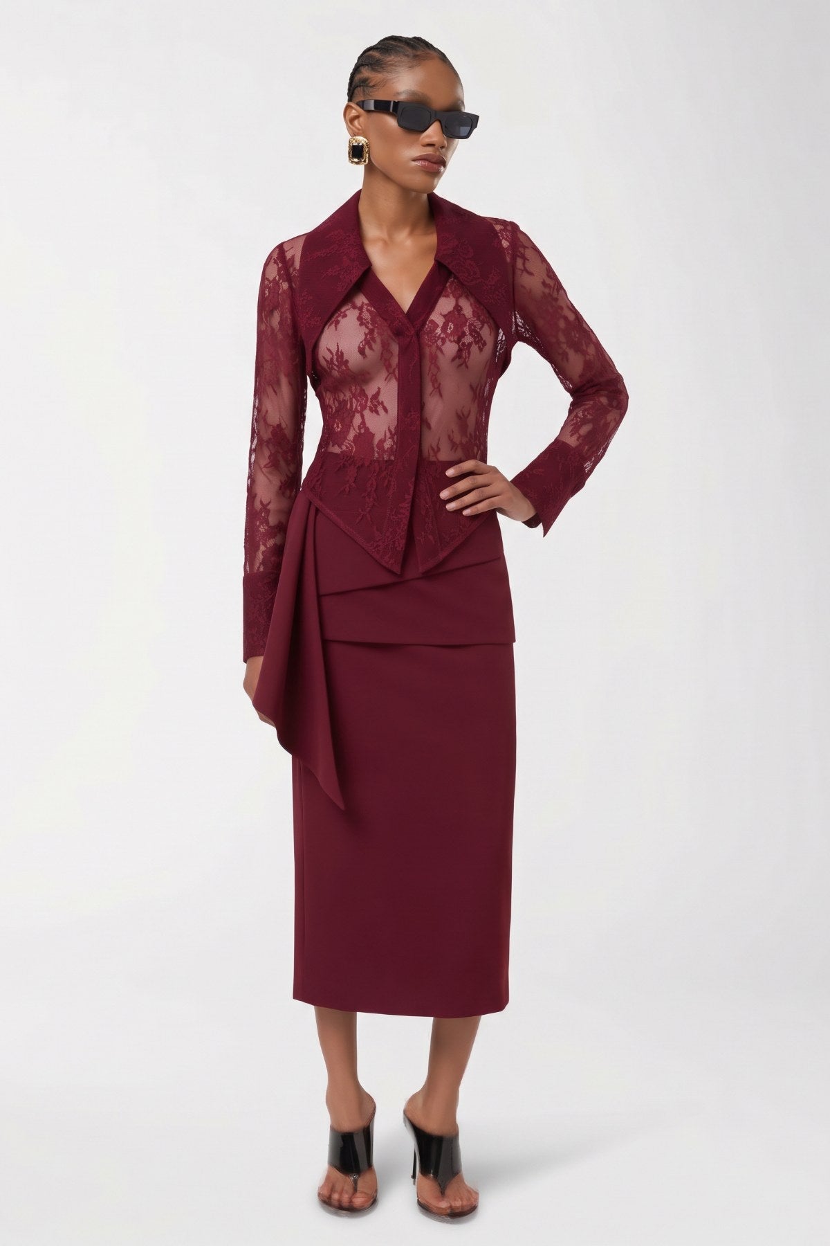 Carmesi Burgundy Blouse - Burgundy - Görsel 3