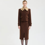 Saddle Double-Breasted Collar Short Jacket