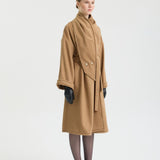 Camel Shawl-Collar Belted Wool Coat