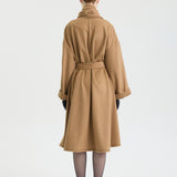 Camel Shawl-Collar Belted Wool Coat