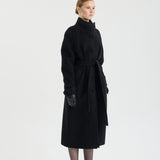 Curly High-Neck Belted Coat