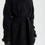 Curly High-Neck Belted Coat