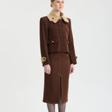 Saddle Double-Breasted Collar Short Jacket