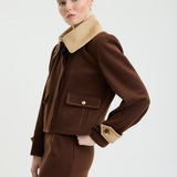 Saddle Double-Breasted Collar Short Jacket
