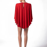 Red Mini Dress with Cape Detail