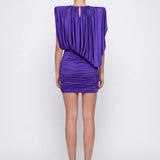 Purple Ruched Jersey Mini Dress