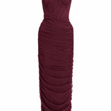 Belinda Mesh Burgundy Dress