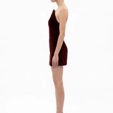 Bordo Kadife Mini Bodycon Elbise - Bordo - Souvie