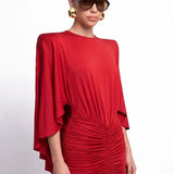 Red Mini Dress with Cape Detail
