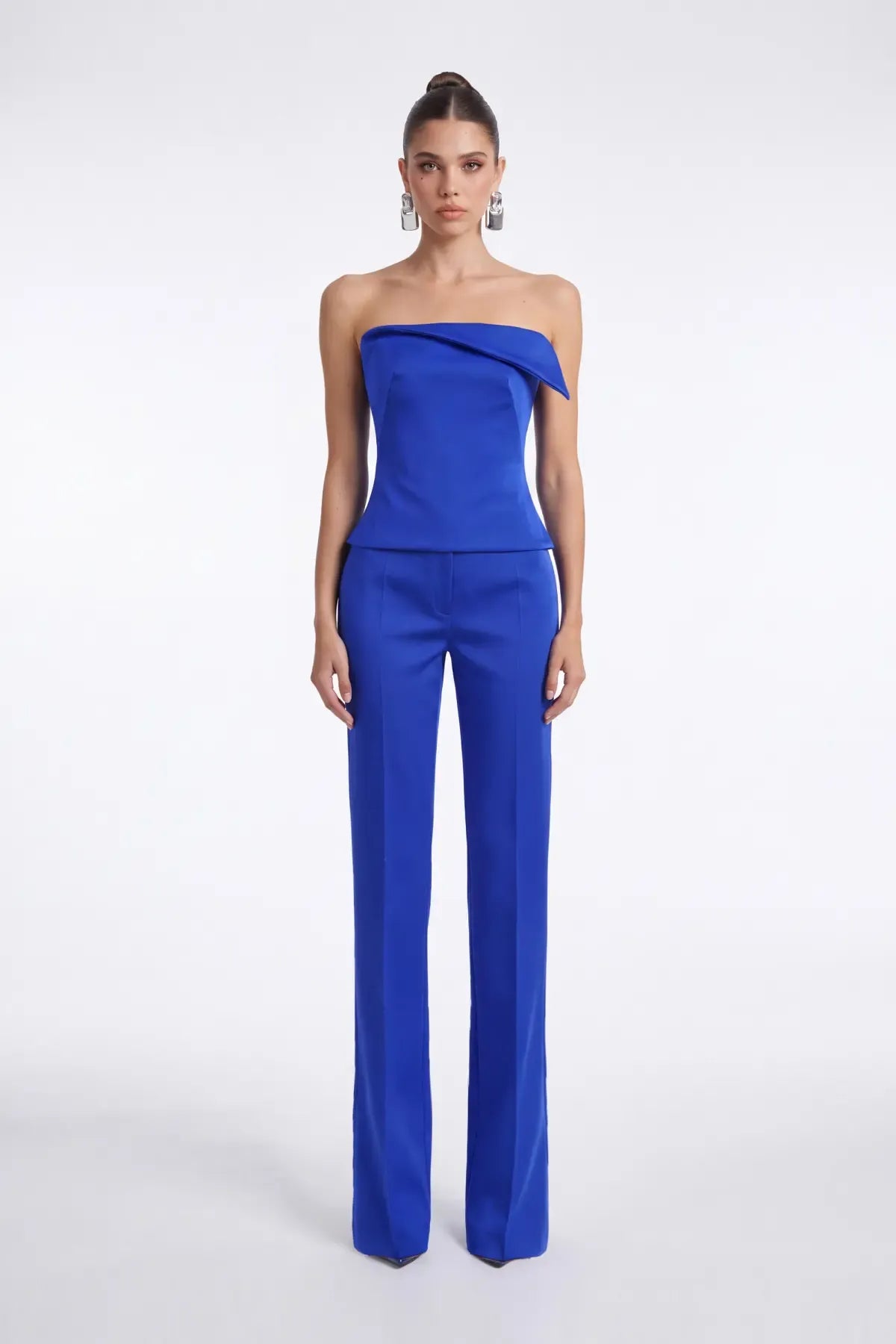 Electric Blue Satin Trousers - Electric Blue - Souvie