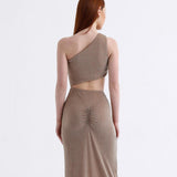 Gloria Glitter Maxi Beige Dress