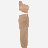 Gloria Glitter Maxi Beige Dress