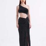Gloria Glitter Maxi Black Dress