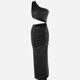 Gloria Glitter Maxi Black Dress