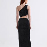 Gloria Glitter Maxi Black Dress