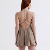 Luna  Beige Mini Dress with Ring Detail
