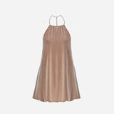 Luna  Beige Mini Dress with Ring Detail