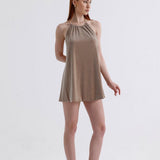 Luna  Beige Mini Dress with Ring Detail