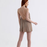 Luna  Beige Mini Dress with Ring Detail