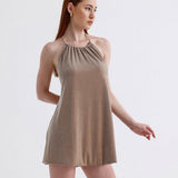 Luna  Beige Mini Dress with Ring Detail
