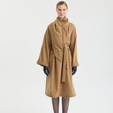 Camel Shawl-Collar Belted Wool Coat