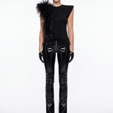 Patent Leather Leggings - Black - Souvie