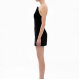 Siyah Kadife Mini Bodycon Elbise - Siyah - Souvie