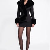Black Mini Gabardine Skirt - Black - Souvie