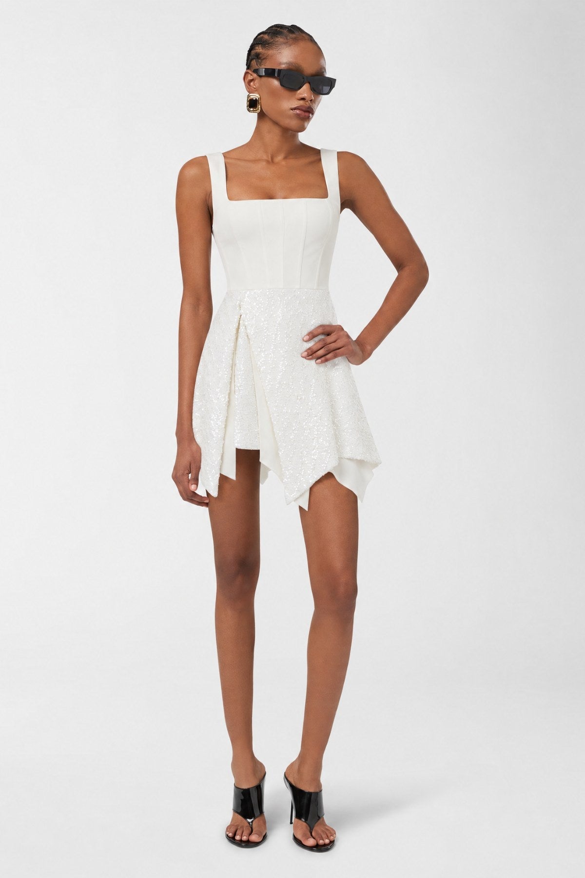 Vera White Sequin Dress - White - Görsel 3