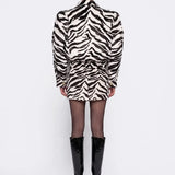 Zebra Desenli Tay Tüyü Mini Etek - Siyah - Souvie